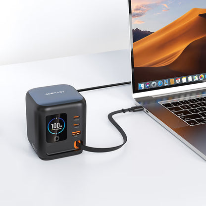 Incarcator Statie Cu Cablu USB-C Acefast Z10, 100W, 1 x USB-A - 2 x USB-C, Negru