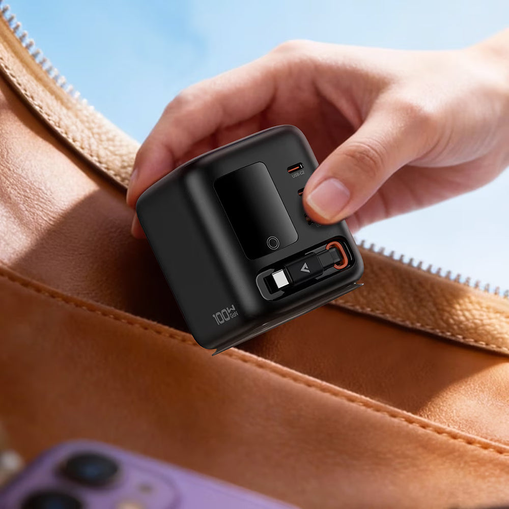 Incarcator Statie Cu Cablu USB-C Acefast Z10, 100W, 1 x USB-A - 2 x USB-C, Negru