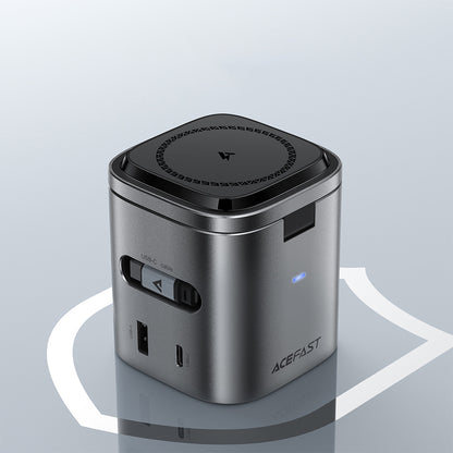 Incarcator Statie Cu Cablu USB-C Acefast Z9 QI 6in1, 80W, 1 x USB-C - 1 x USB-A, Negru
