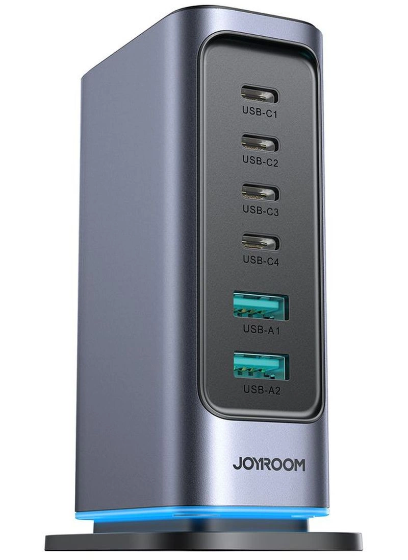 Incarcator Statie Joyroom JR-TCM02 UK, 65W, 3.25A, 2 x USB-A - 4 x USB-C, Gri