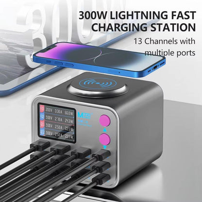 Incarcator Statie MaAnt DianBa No.2 QI, 300W, 3A, 3 x USB-C - 9 x USB-A, Gri