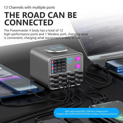 Incarcator Statie MaAnt DianBa No.2 QI, 300W, 3A, 3 x USB-C - 9 x USB-A, Gri
