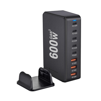 Incarcator Statie OEM, 600W, 4 x USB-A - 4 x USB-C, Negru