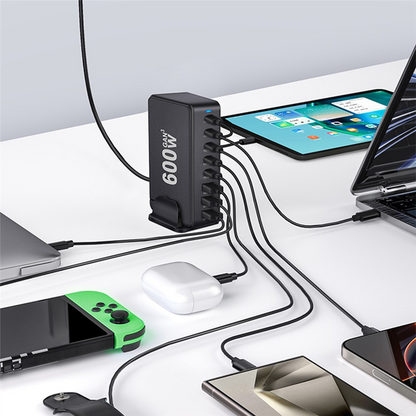 Incarcator Statie OEM, 600W, 4 x USB-A - 4 x USB-C, Negru