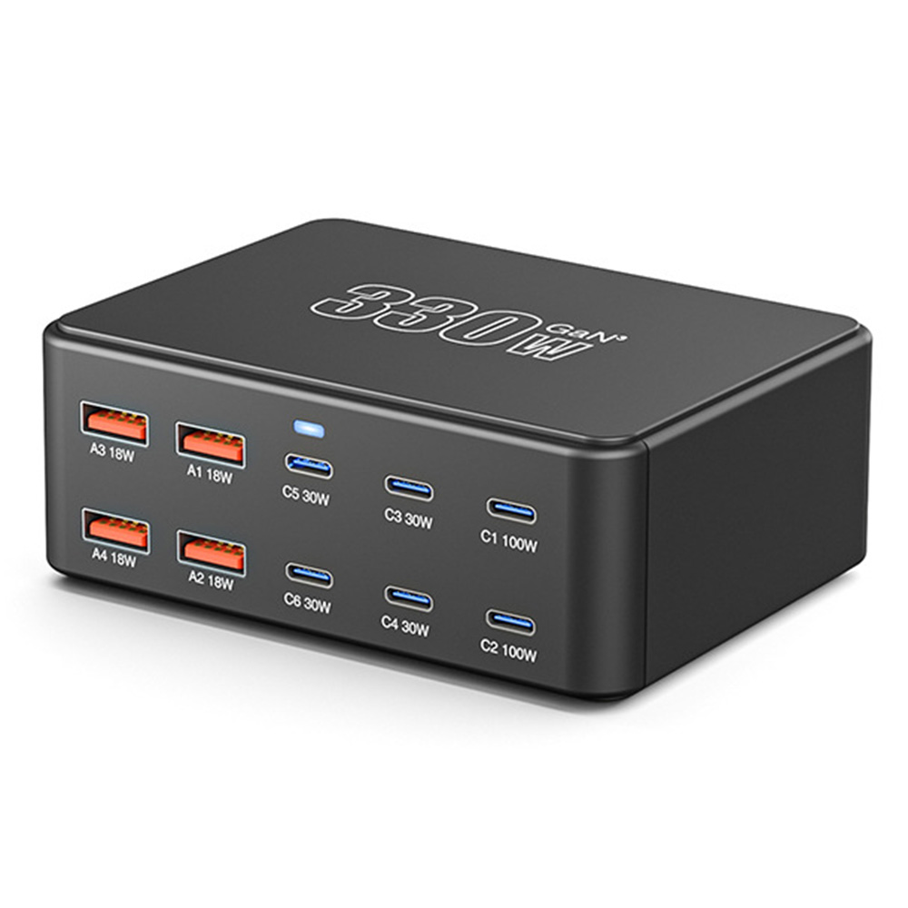 Incarcator Statie OEM HW66, 330W, 5A, 4 x USB-A - 6 x USB-C, Negru