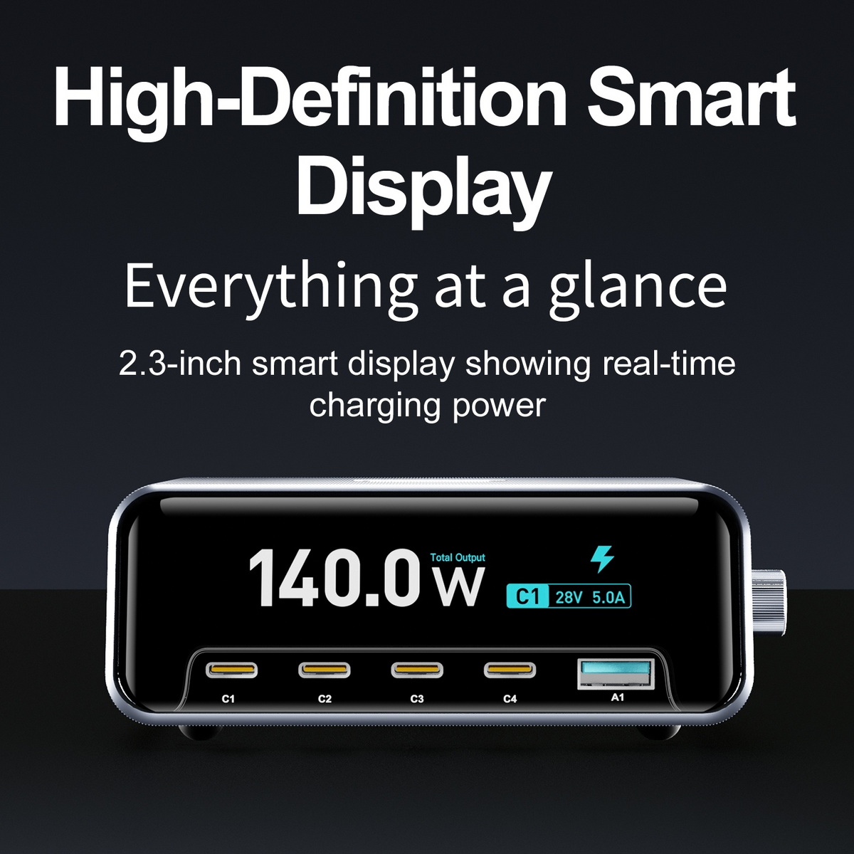 Incarcator Statie OEM WLX-60G, 140W, 5A, 1 x USB-A - 4 x USB-C, Gri
