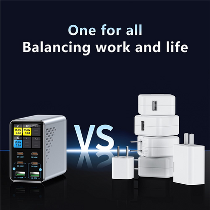 Incarcator Statie OEM WLX-G3, 140W, 5A, 2 x USB-A - 4 x USB-C, Gri