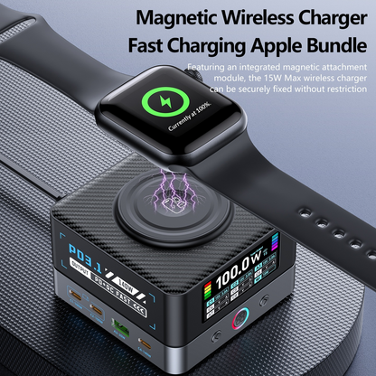 Incarcator Statie OEM WLX-R8A QI, 140W, 5A, 2 x USB-A - 6 x USB-C, Gri