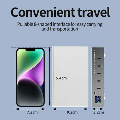 Incarcator Statie OEM WLX-X6P, 140W, 3A, 6 x USB-C, Argintiu