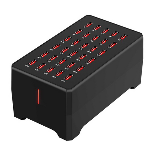 Incarcator Statie OEM WT-268, 150W, 2.4A, 30 x USB-A, Negru