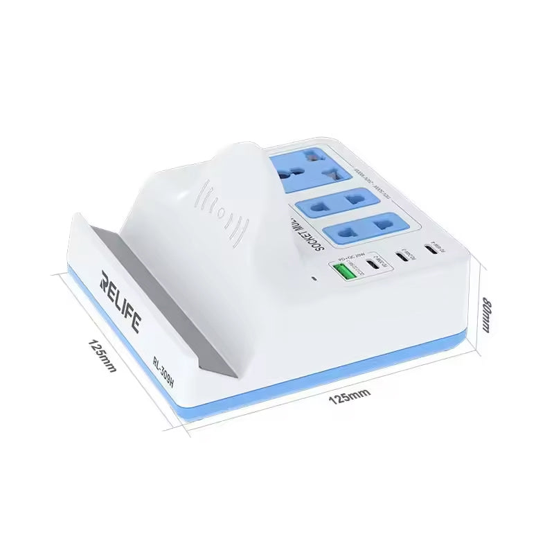 Incarcator Statie Relife RL-309H QI, 72W, 1 x USB-A - 3 x USB-C, Alb