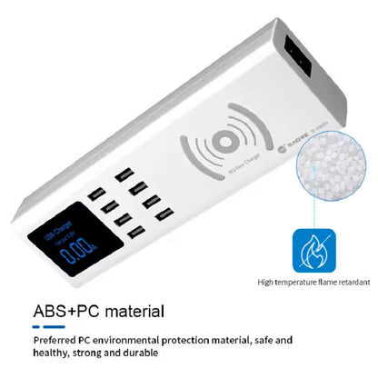 Incarcator Statie Sunshine SS-309WD QI, 40W, 2.4A, 8 x USB-A, Alb