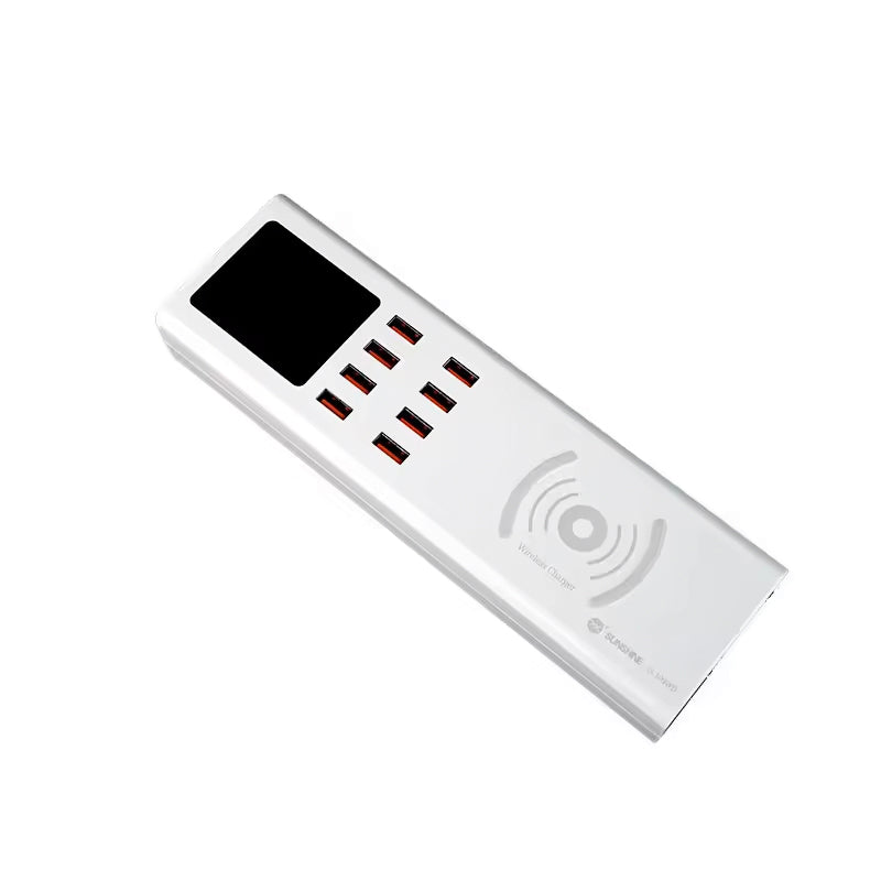 Incarcator Statie Sunshine SS-309WD QI, 40W, 2.4A, 8 x USB-A, Alb