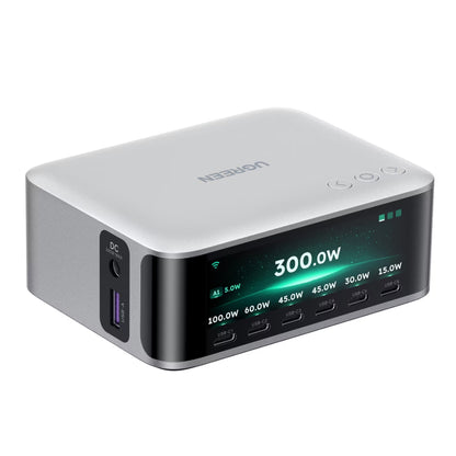 Incarcator Statie UGREEN Nexode Pro X783 (75753B) Display, 300W, 5A, 1 x USB-A - 6 x USB-C - 1 x DC, Gri