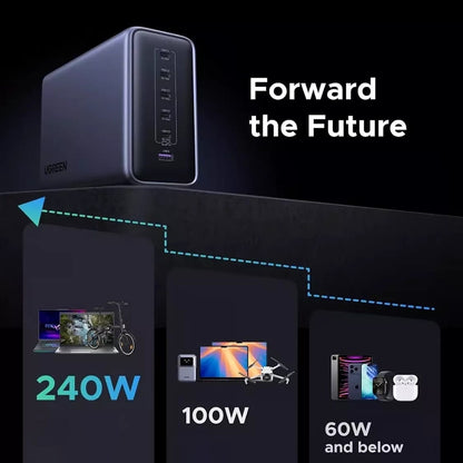 Incarcator Statie UGREEN Nexode X759, 500W, 5A, 1 x USB-A - 5 x USB-C, Gri