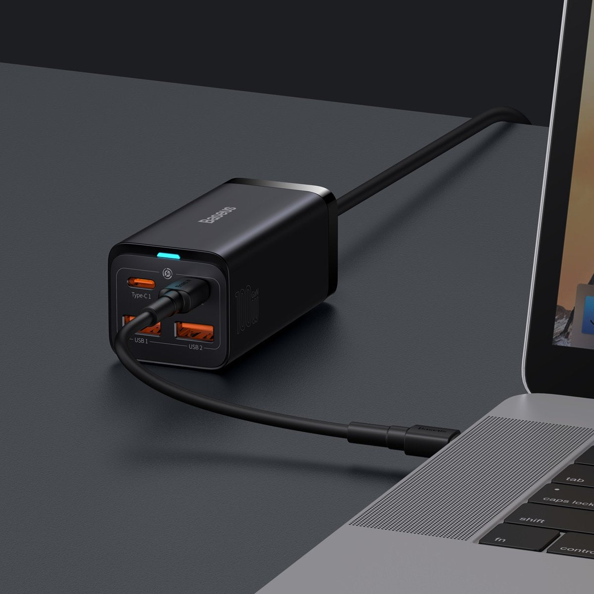 Incarcator Statie USB-C Baseus GaN3 Pro, 100W, 5A, 2 x USB-A - 2 x USB-C, Negru, Resigilat CCGP000101