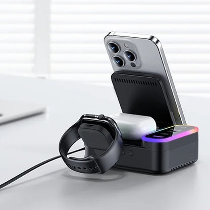 Incarcator Statie Yesido DS38 Display QI 3in1, 65W, 3A, 1 x USB-A  - 2 x USB-C, Negru