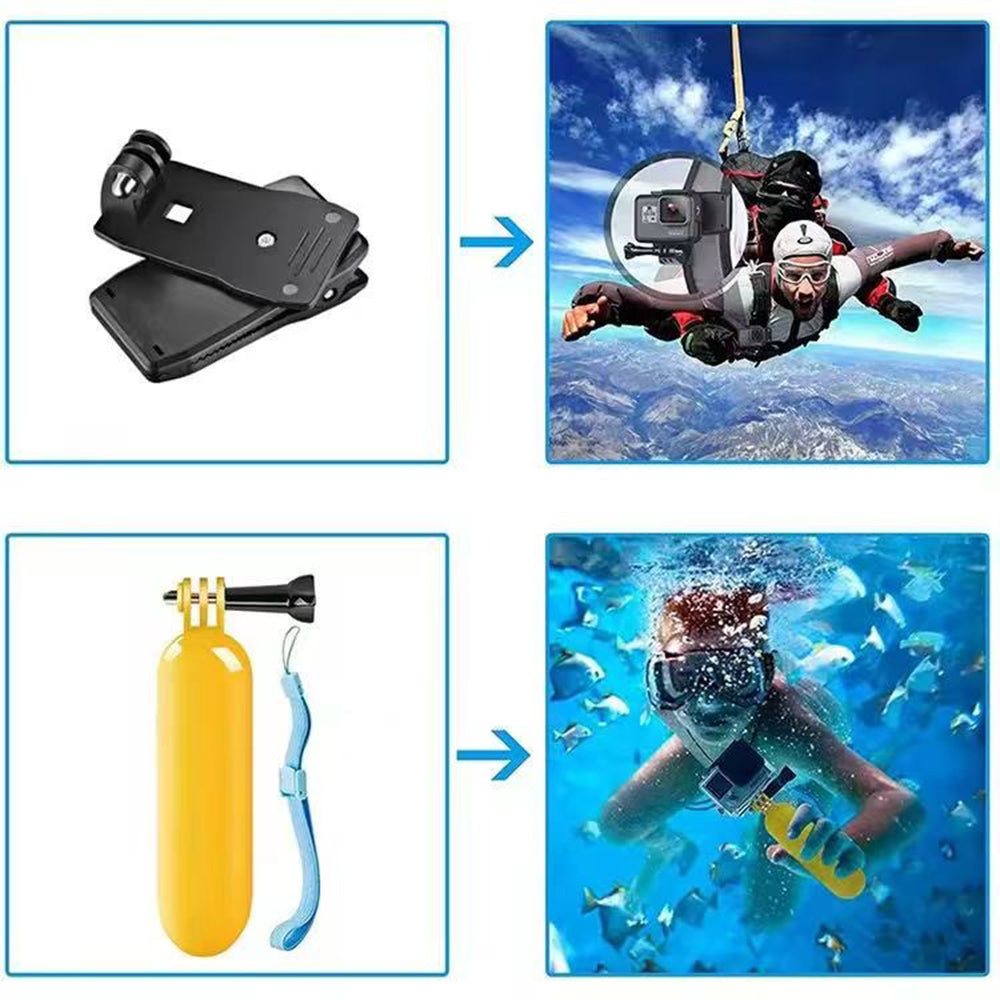 Kit Accesorii Camera Sport Techsuit SA15 pentru GoPro / SJCAM Series, 15in1, Negru