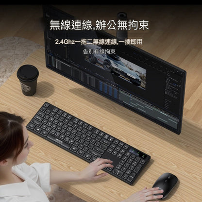 Kit Tastatura si Mouse Wireless Yesido KB42, Negru