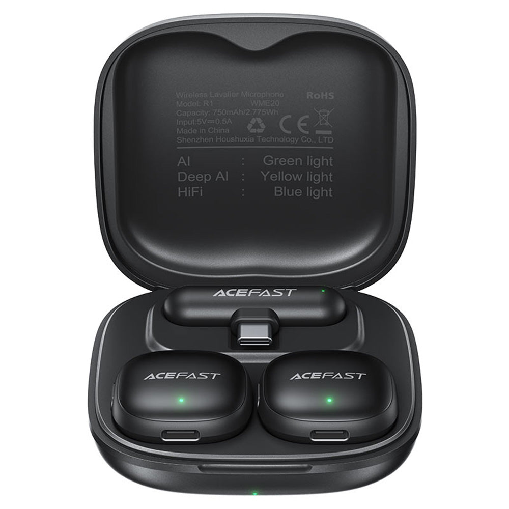 Lavaliera Acefast R1, USB-C, Set 2 bucati, Neagra