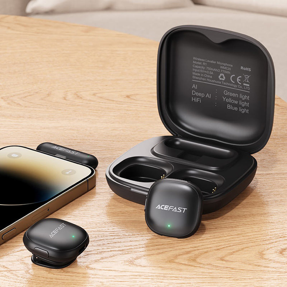 Lavaliera Acefast R1, USB-C, Set 2 bucati, Neagra