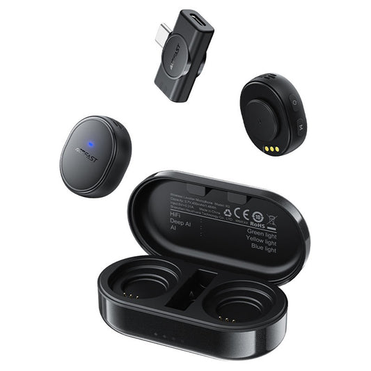 Lavaliera Acefast R3, USB-C, Set 2 bucati, Neagra