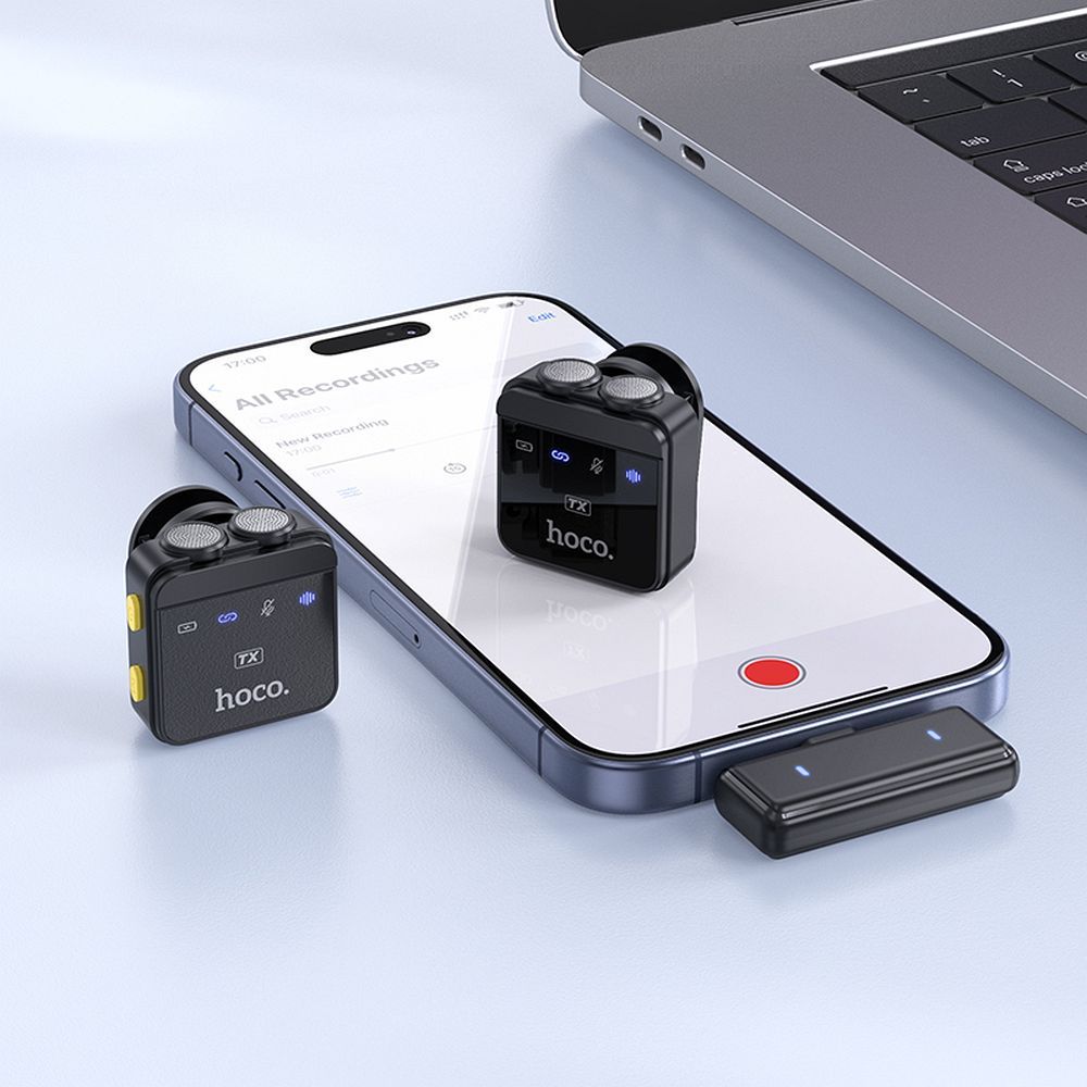 Lavaliera HOCO L17, USB-C / Lightning, Set 2 Bucati, Neagra