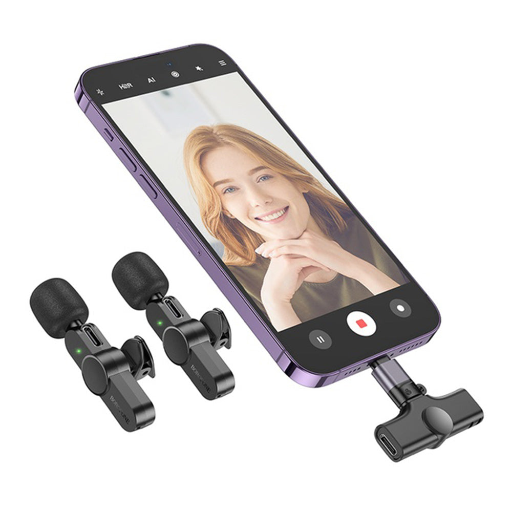 Lavaliera Borofone BFK12 Trophy, USB-C / Lightning, Set 2 bucati, Negru