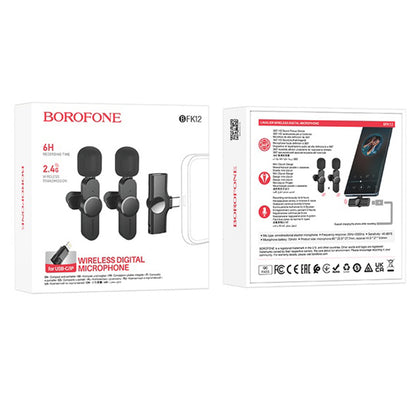 Lavaliera Borofone BFK12 Trophy, USB-C / Lightning, Set 2 bucati, Negru