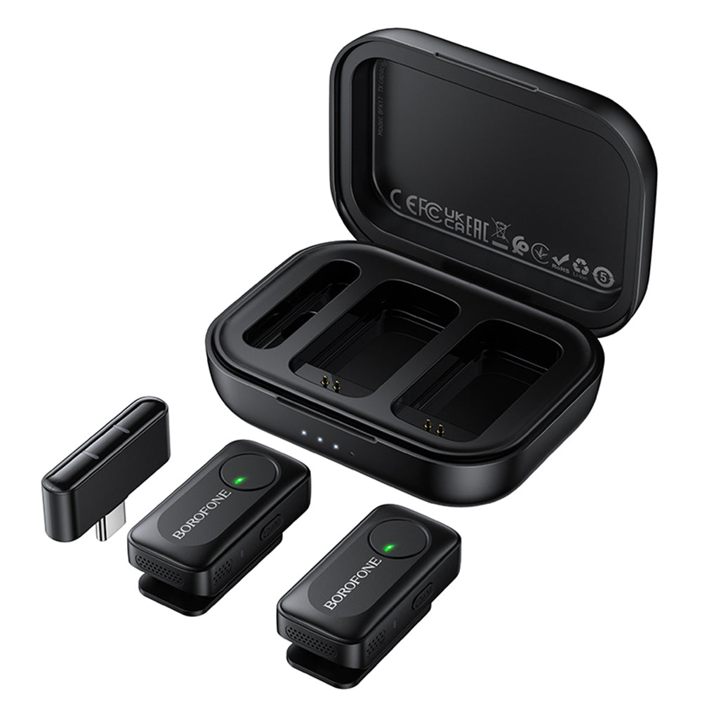 Lavaliera Borofone BFK17 Lemai, USB-C, Set 2 bucati, Neagra