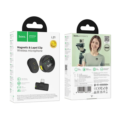Lavaliera HOCO L21, USB-C, Neagra