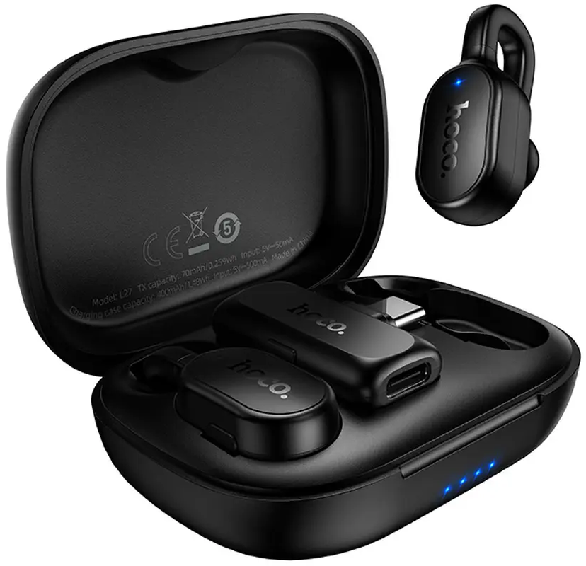 Lavaliera HOCO L27, USB-C, Set 2 bucati, Neagra