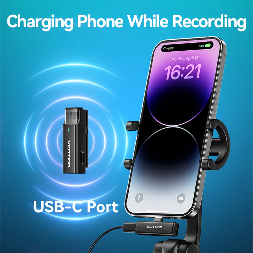 Lavaliera Vention Clip-On, USB-C, Set 2 bucati, Neagra