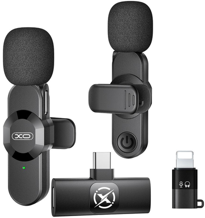 Lavaliera XO Design MC14 Dual, USB-C / Lightning, Set 2 bucati, Neagra