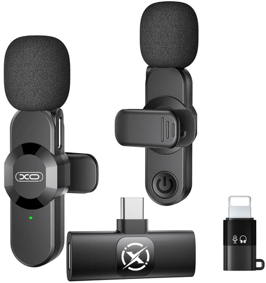 Lavaliera XO Design MC14 Dual, USB-C / Lightning, Set 2 bucati, Neagra