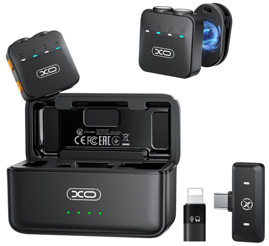 Lavaliera XO Design MC15 Dual, USB-C / Lightning, Set 2 bucati, Neagra
