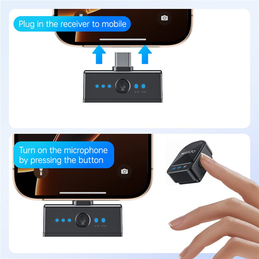 Lavaliera Yesido KR19, USB-C / Lightning, Set 2 bucati, Neagra