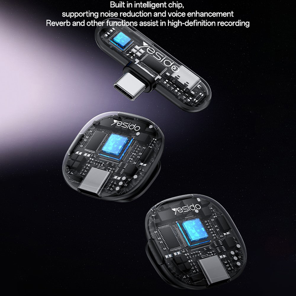 Lavaliera Yesido KR21, USB-C, Set 2 bucati, Neagra