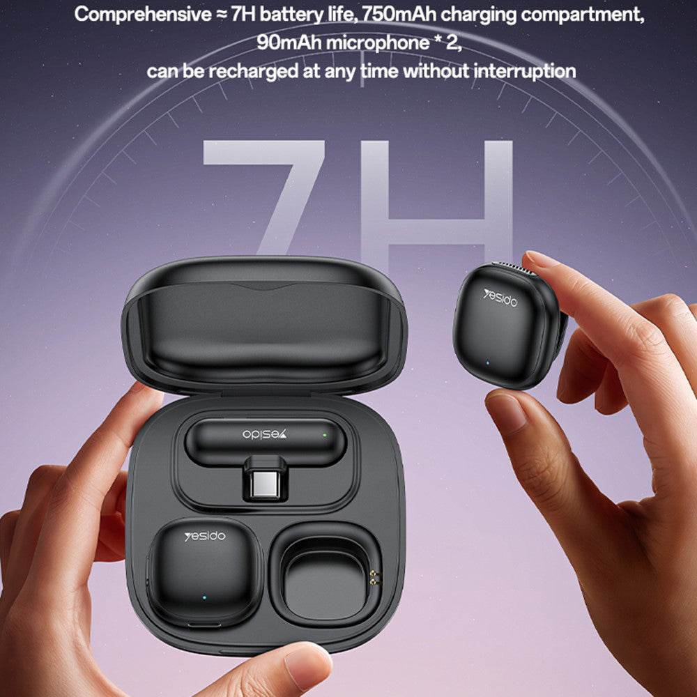 Lavaliera Yesido KR21, USB-C, Set 2 bucati, Neagra