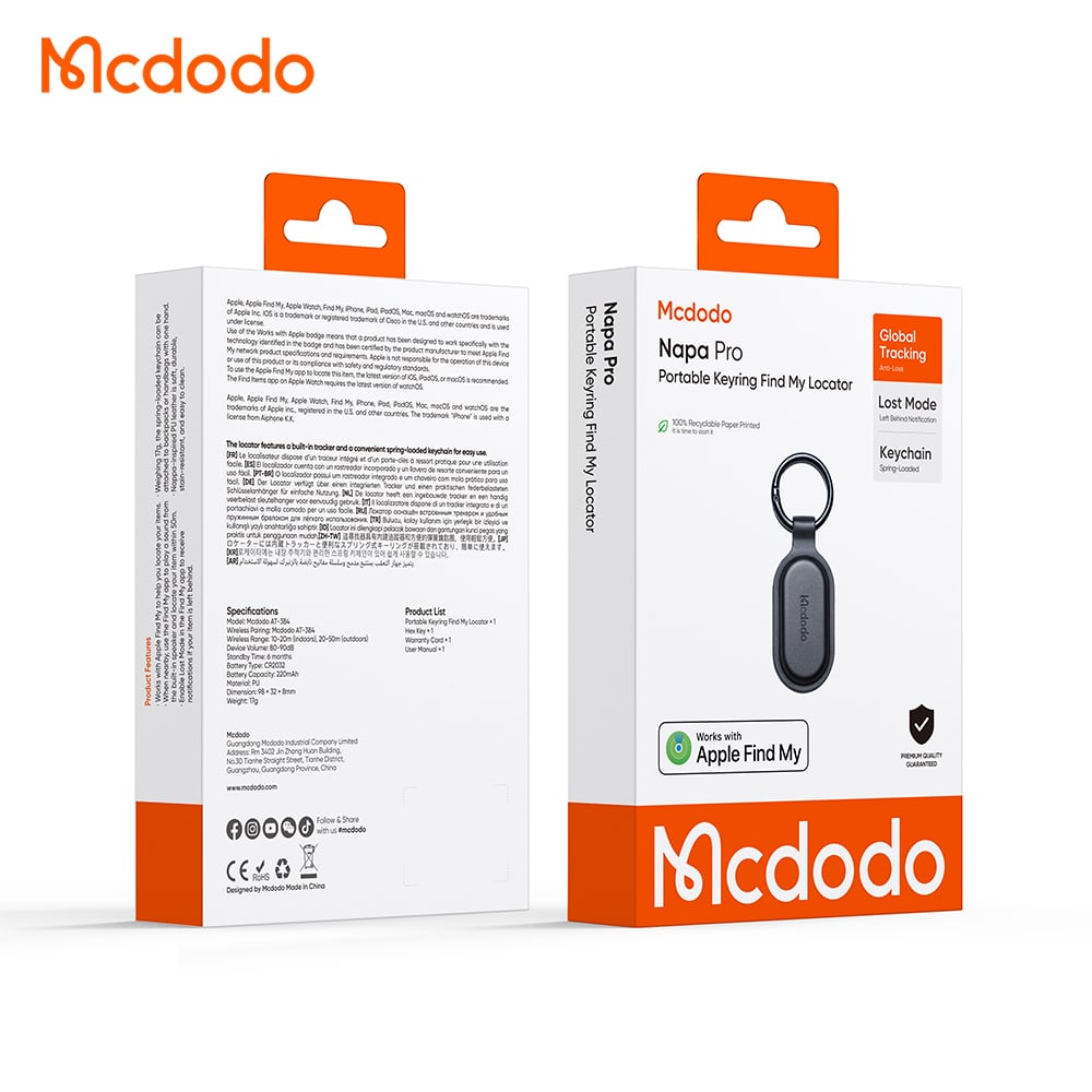 Mcdodo SmartTag Keyring Napa Pro AT-3840 pentru iOS Series, Negru