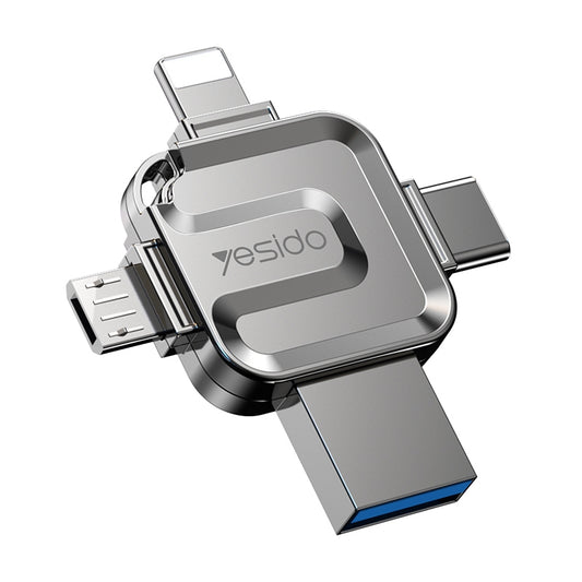 Memorie Externa USB-A 3.0 / Lightning / USB-C / microUSB Yesido FL15, 128Gb