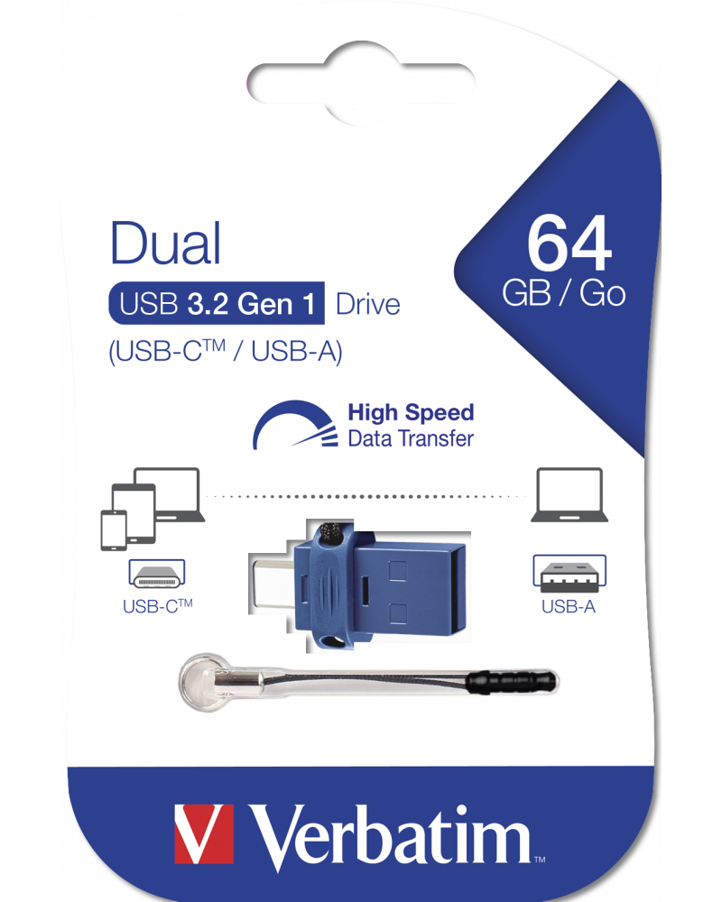 Memorie Externa USB-A 3.0 / USB-C Verbatim StoreNGo, 64Gb 49967