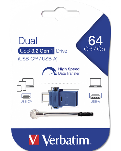 Memorie Externa USB-A 3.0 / USB-C Verbatim StoreNGo, 64Gb 49967