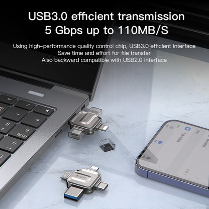 Memorie Externa USB-A 3.0 / Lightning / USB-C / microUSB Yesido FL15, 64Gb