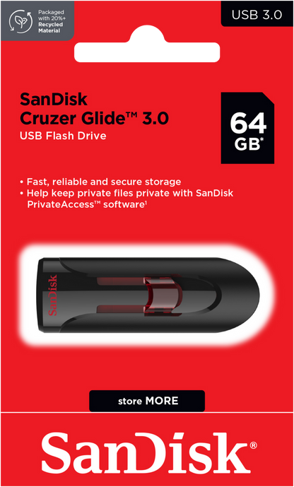 Memorie Externa USB-A 3.0 SanDisk Cruzer Glide, 64Gb SDCZ600-064G-G35