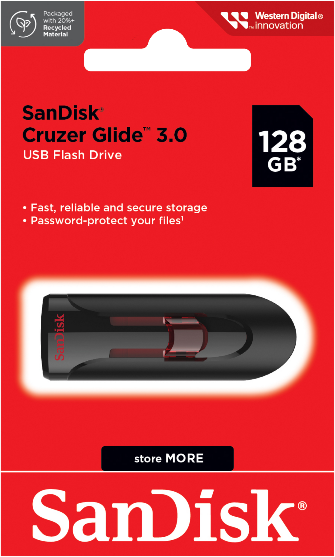 Memorie Externa USB-A 3.0 SanDisk Cruzer Glide, 128Gb SDCZ600-128G-G35