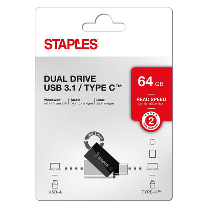 Memorie Externa USB-A 3.1 / USB-C Staples K23, 64Gb EKMMD64GK233CST
