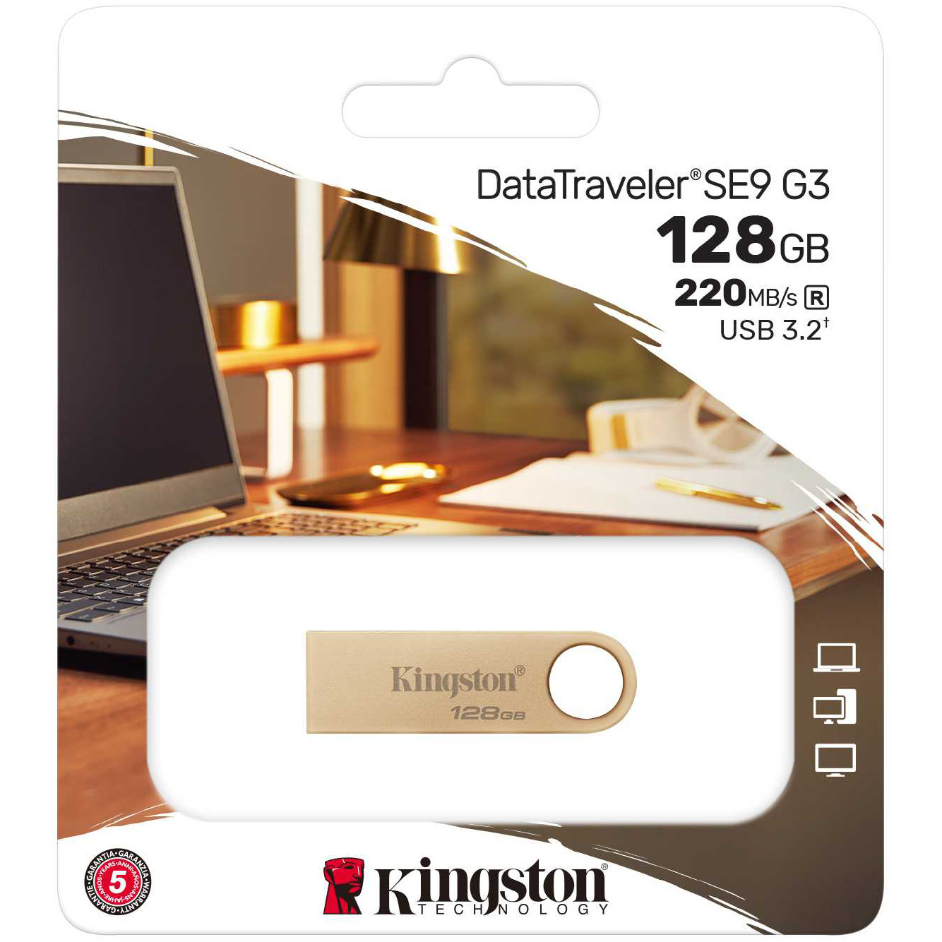 Memorie Externa USB-A 3.2 Kingston DT SE9 G3, 128Gb DTSE9G3/128GB