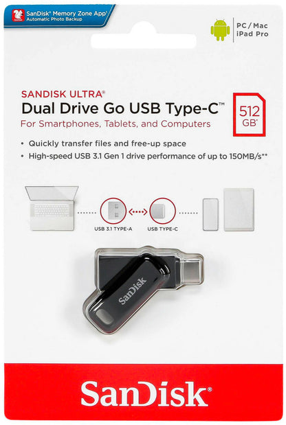 Memorie Externa USB-A 3.2 / USB-C SanDisk Ultra Dual Go, 512Gb SDDDC3-512G-G46