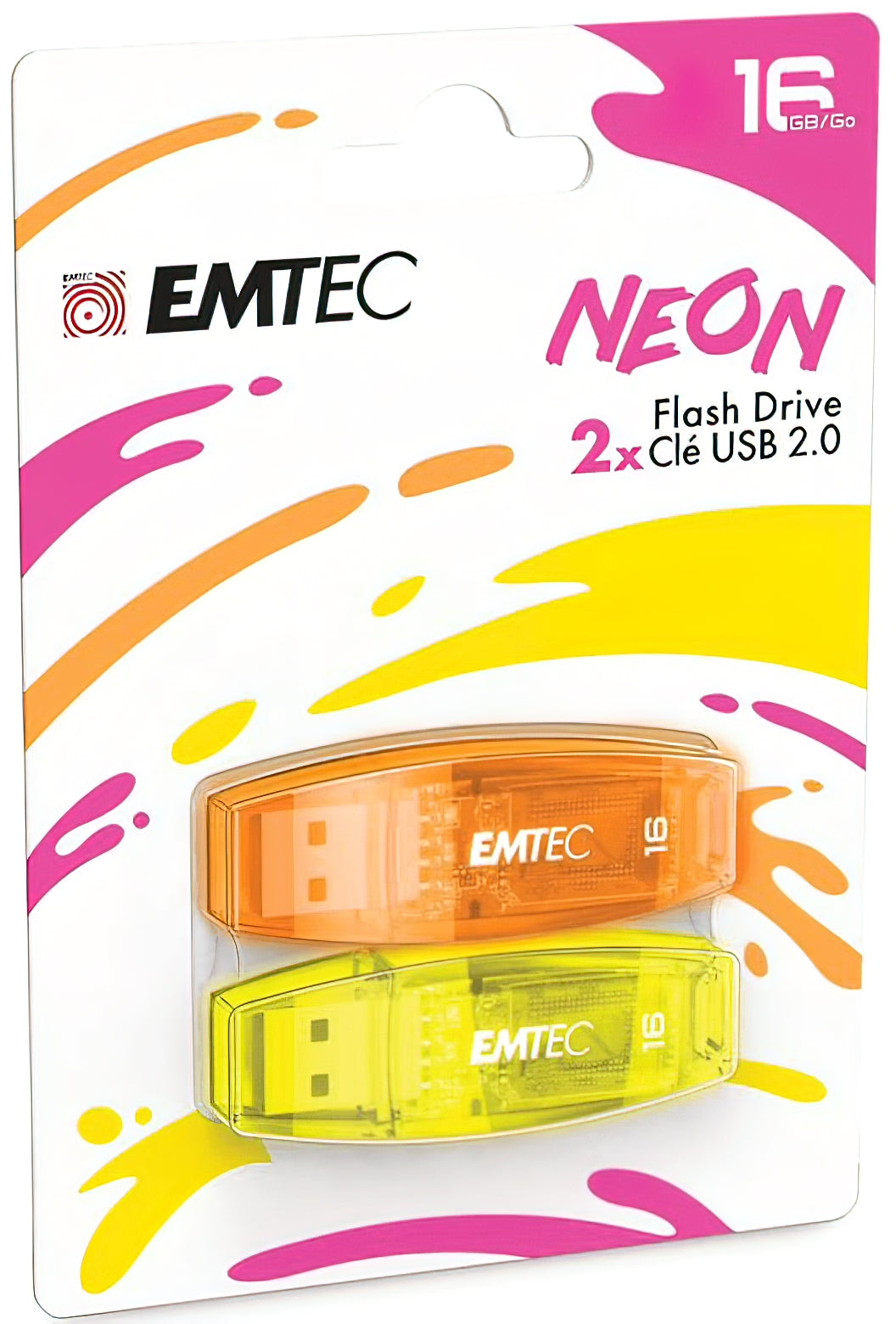 Memorie Externa USB-A Emtec C410 Neon, 16Gb, Set 2 bucati ECMMD16GC41